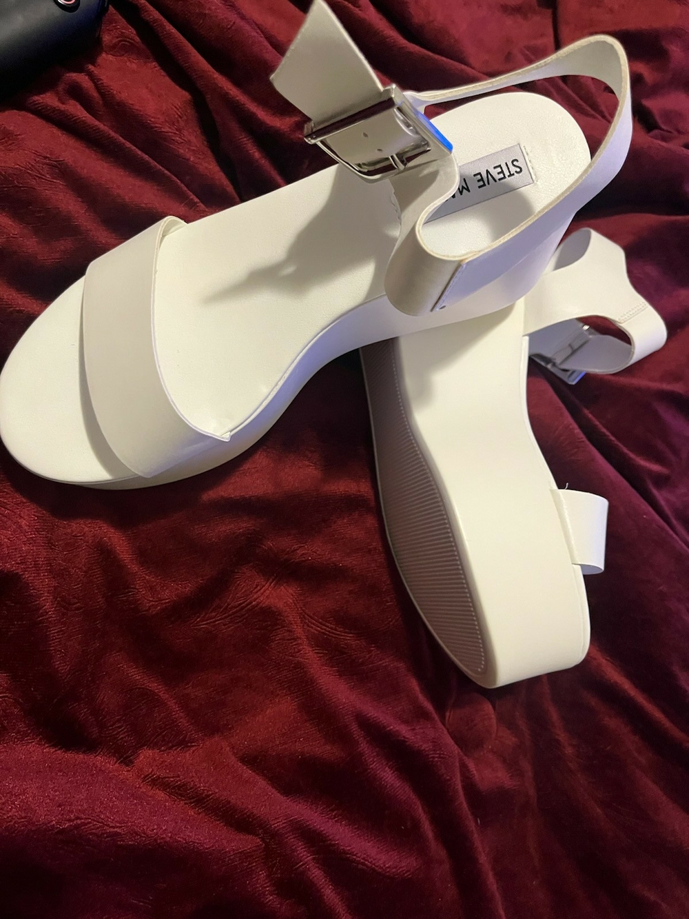 Steve Madden White Platform Ankle-Strap Sandals
